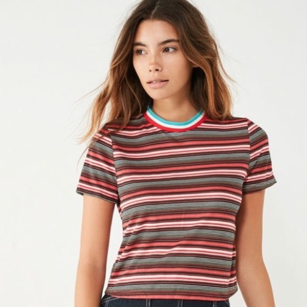 Urban Outfitters Cropped Striped Vintage Tee Shirt